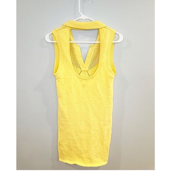 Zara yellow knit perforated mini dress - Picture 4 of 5